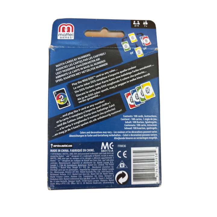DOS - Mattel - Jeu de cartes 7 ans 2-4 j - Complet Vérifié