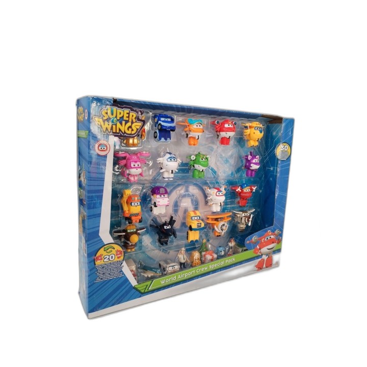 Super Wings World Airport Crew Special Pack - 28/30 Figurines Transfor