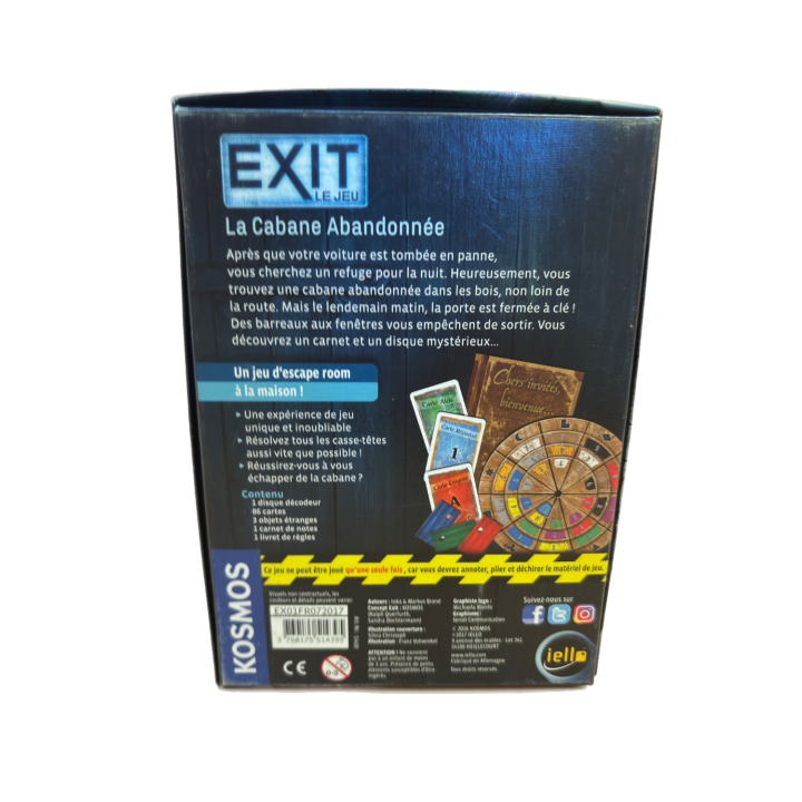 Exit Cabane Abandonnée - Iello - Escape Game 10+ 1-6j