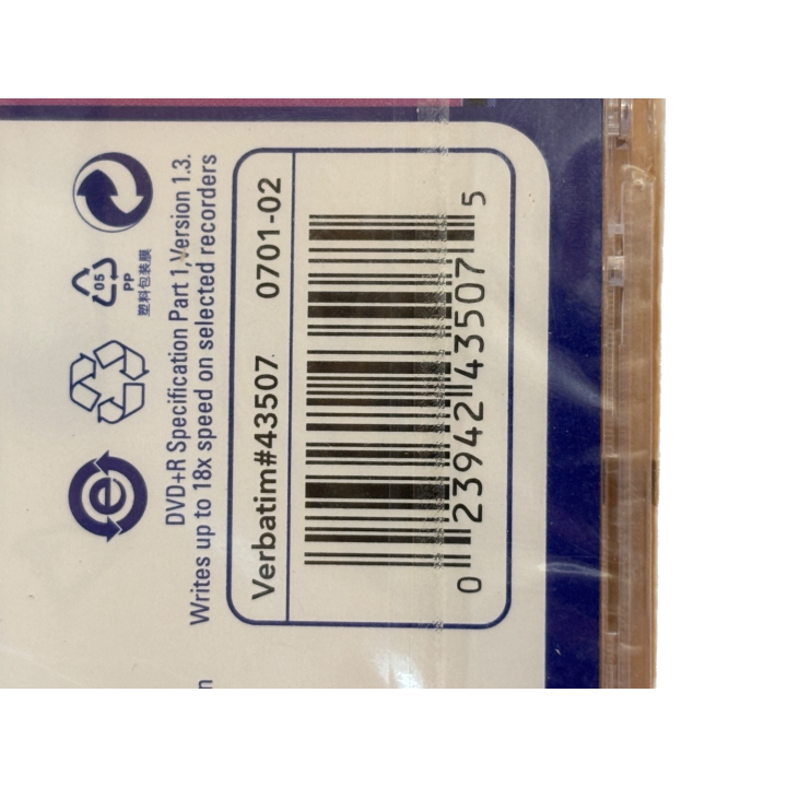 DVD+R Verbatim 4.7Go - Support Imprimable 16x - Pack de 5