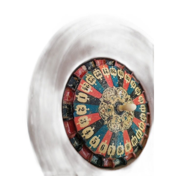 Roulette Ancienne en Bois Tourné Tige en Os - Jeux Nouveaux Réunis - O