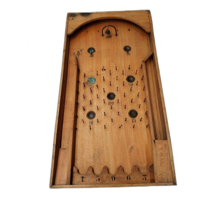 Bagatelle en Bois Ancienne - Flipper Table Vintage - Jeu Adresse Rétro
