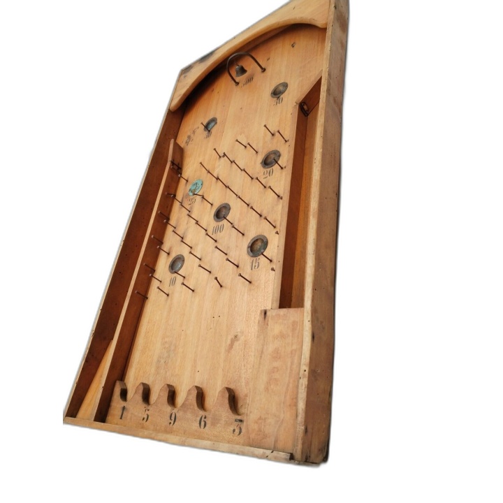 Bagatelle en Bois Ancienne - Flipper Table Vintage - Jeu Adresse Rétro