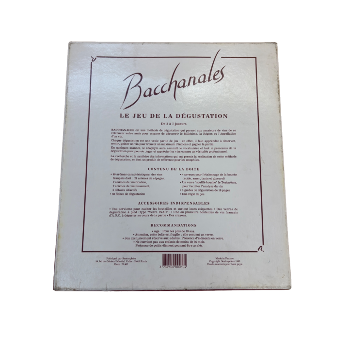 Bacchanales - Sentosphère - Jeu Dégustation Vin +18 ans 3-7 j