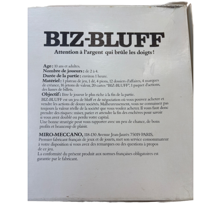 Biz-Bluff - Miro-Meccano - Jeu Bluff Négociation 10 ans 2-4 j