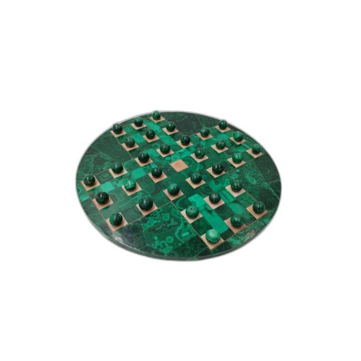Solitaire Malachite Pierre Naturelle - Plateau Rond Luxe Billes Vertes