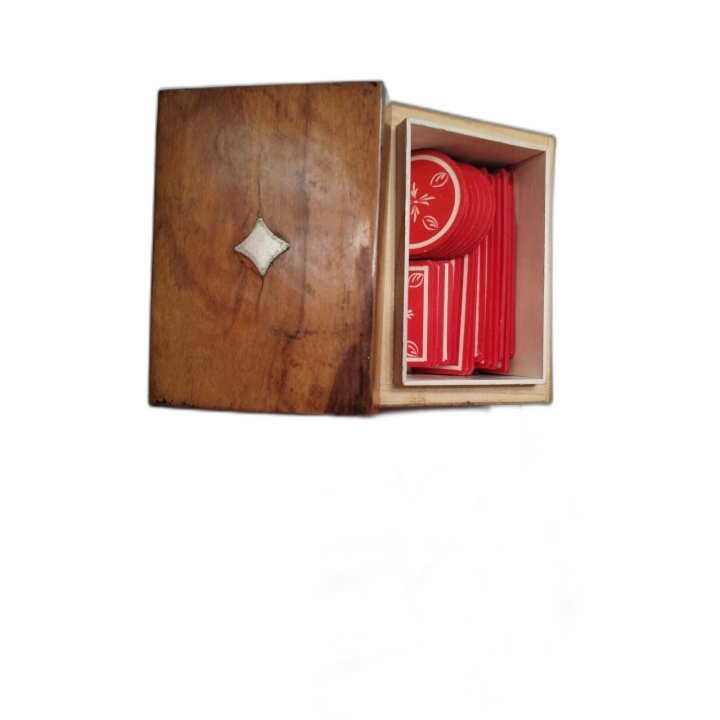 Coffret Jetons de Poker Anciens - Boîte Bois Marquetée 4 Tiroirs - Jet