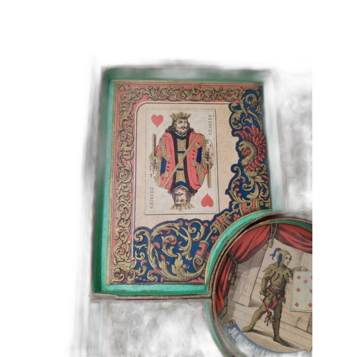 Jeu du Nain Jaune Ancien Watilliaux 1890 - Plateau Bois + Jeu de Carte