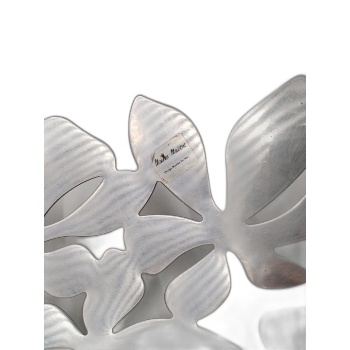 Coupe Décorative Métal Argenté Motif Fleurs - Corbeille Design Moderne