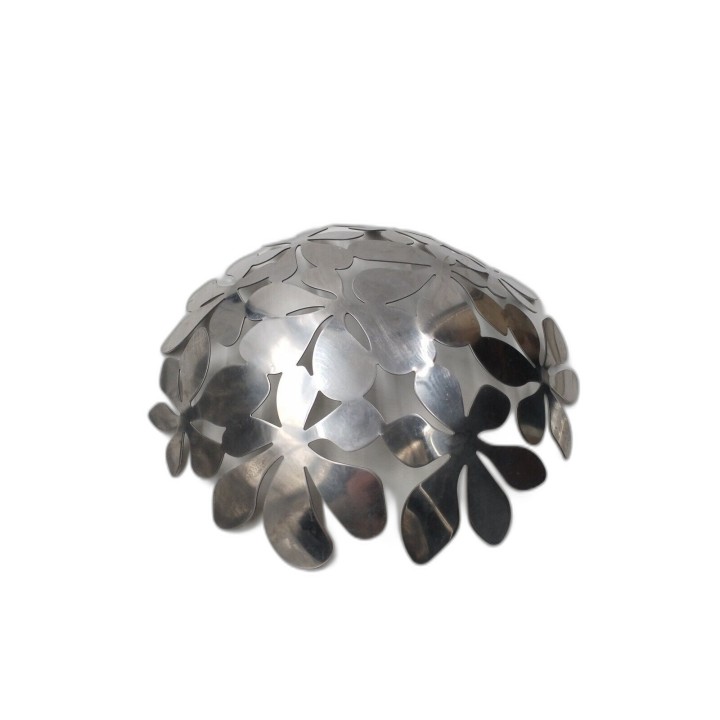 Coupe Décorative Métal Argenté Motif Fleurs - Corbeille Design Moderne