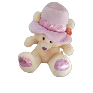 Peluche Ours Géante 55 cm Tommy Toys - Chapeau Sequins Rose - Neuve av
