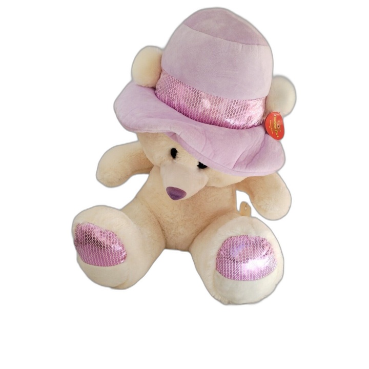 Peluche Ours Géante 55 cm Tommy Toys - Chapeau Sequins Rose - Neuve av