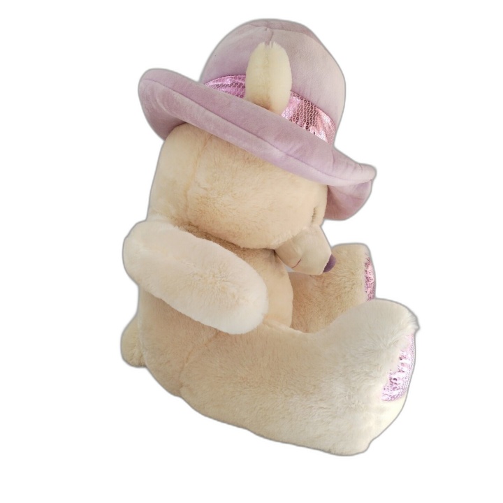 Peluche Ours Géante 55 cm Tommy Toys - Chapeau Sequins Rose - Neuve av