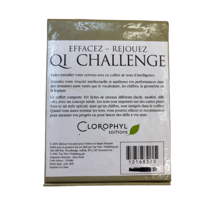 QI Challenge - Clorophyl Éditions - Jeu réflexion 101 fiches