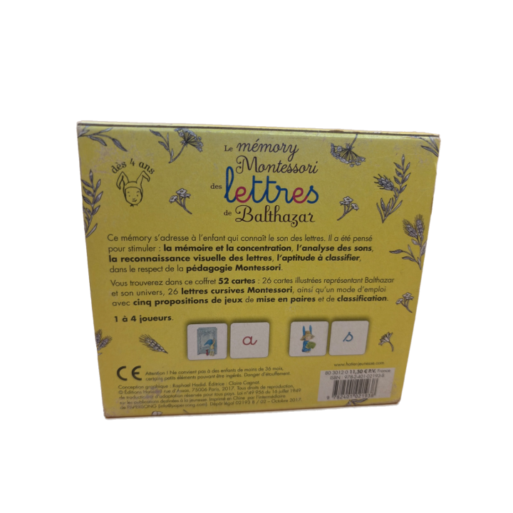Mémory Montessori Lettres Balthazar - Hatier