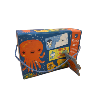 Puzzle Duo Cache-Cache - Djeco - 12 Puzzles 2 pièces dès 2 ans