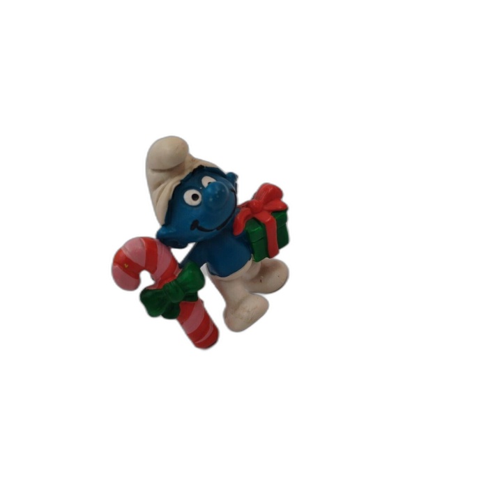 Figurine Schtroumpf Noël Peyo Schleich - Canne Sucre & Cadeau - Vintag