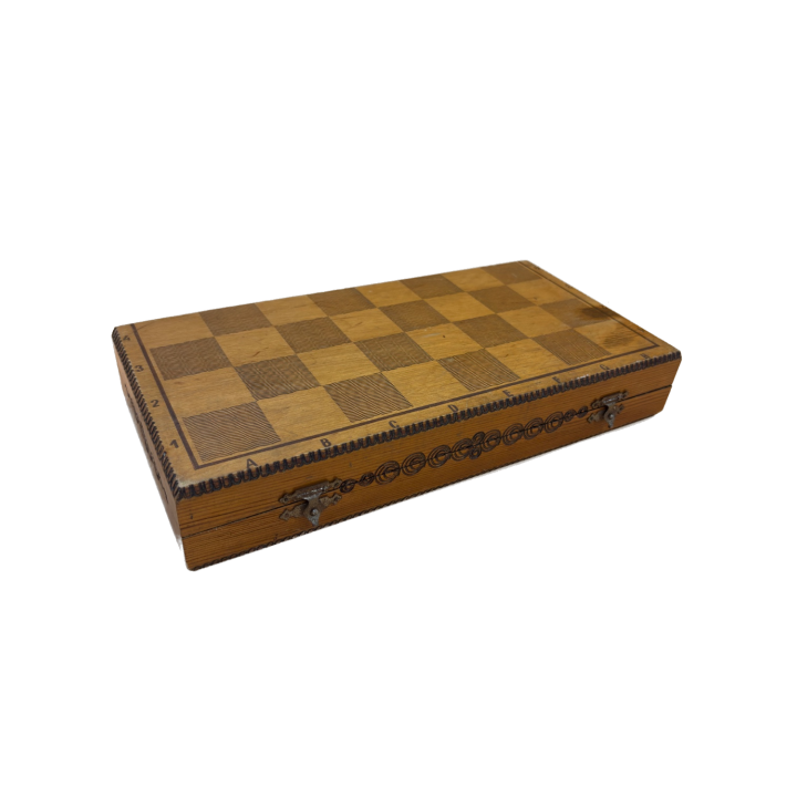 Jeu d'Échecs Bois Vintage - Plateau Pliable et Pièces Tournées