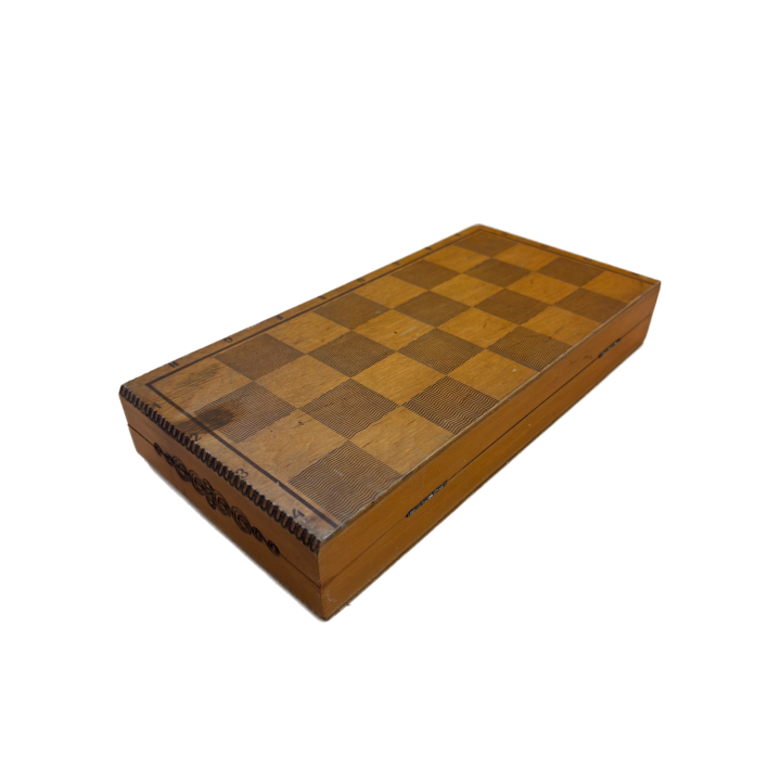 Jeu d'Échecs Bois Vintage - Plateau Pliable et Pièces Tournées