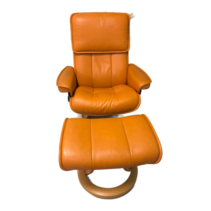 Fauteuil Stressless Admiral Ekornes + Ottoman Cuir Ocre