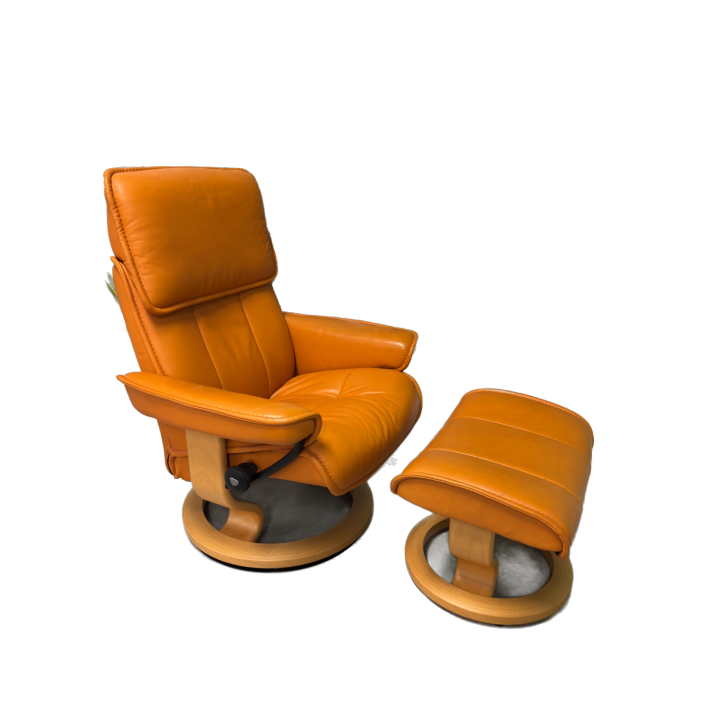 Fauteuil Stressless Admiral Ekornes + Ottoman Cuir Ocre