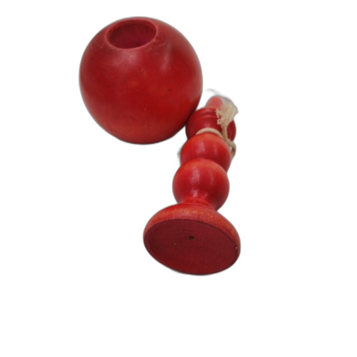 Bilboquet Bois Tourné Rouge - Jouet Traditionnel Adresse 20 cm - Jeu A
