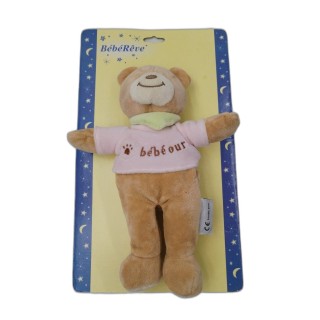 BébéRêve Peluche Doudou Bébé Ours Rose Hochet - 0+ Mois - Environ 20 c