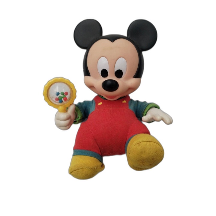Bébé Mickey Mouse Figurine Peluche Vintage Disney avec Hochet - 20 cm