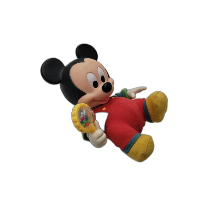 Bébé Mickey Mouse Figurine Peluche Vintage Disney avec Hochet - 20 cm