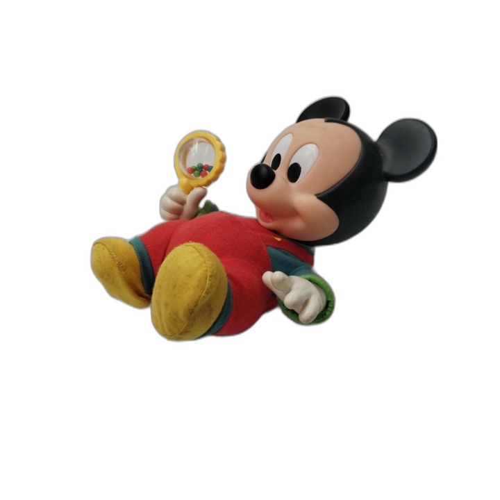 Bébé Mickey Mouse Figurine Peluche Vintage Disney avec Hochet - 20 cm