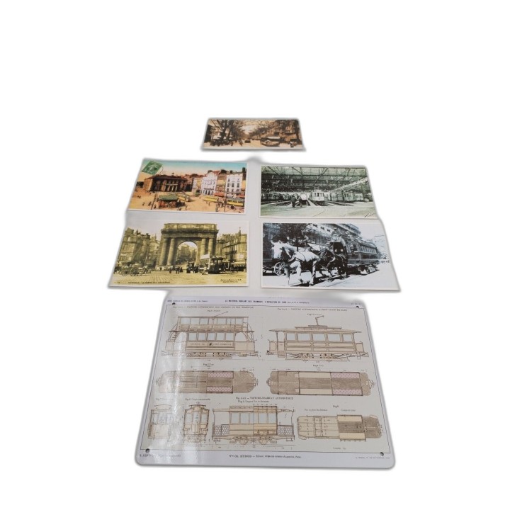 Lot Tramways Anciens Éditions Atlas - 5 Cartes Postales + Planche Tech