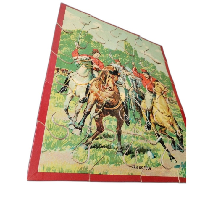 Puzzle Ancien Jeu du Polo - Puzzle Chromolithographie Vintage - Pièces