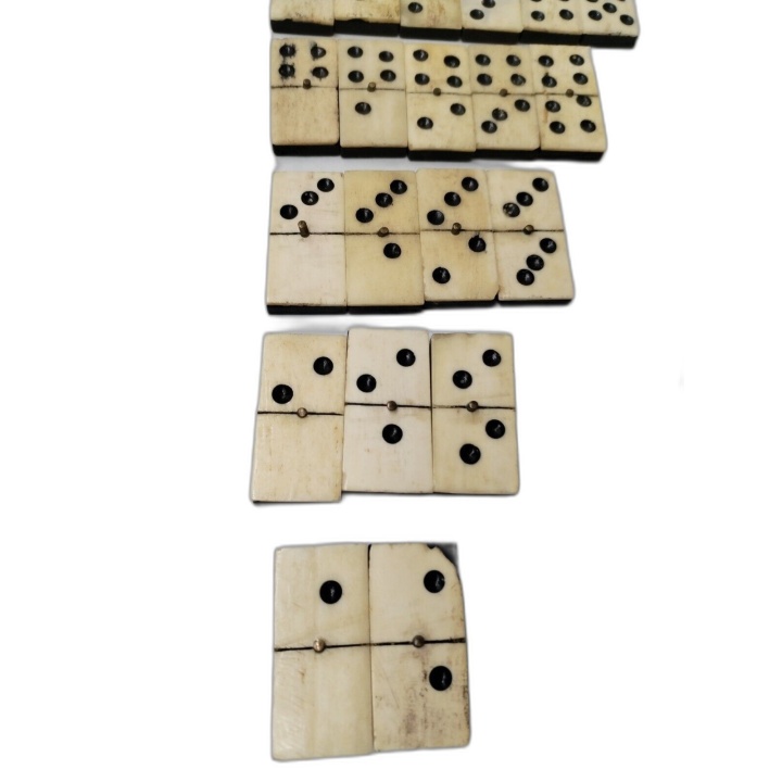 Jeu de Dominos Ancien Vintage - Pièces Os & Ébène - Boîte Bois - Jeu C