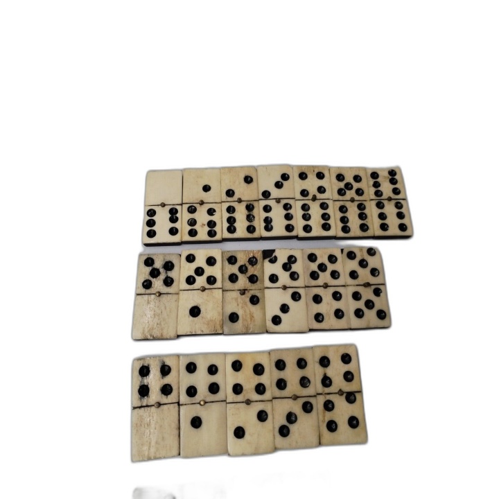 Jeu de Dominos Ancien Vintage - Pièces Os & Ébène - Boîte Bois - Jeu C