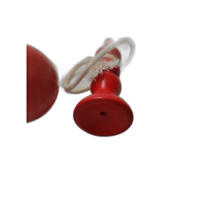 Bilboquet en Bois Rouge Classique - Jouet Adresse Traditionnel Enfant