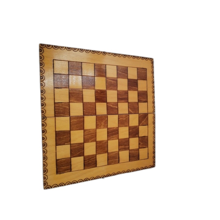Jeu de Dames en Bois Sculpté Artisanal - Plateau Pliant 33cm - 2 Joueu