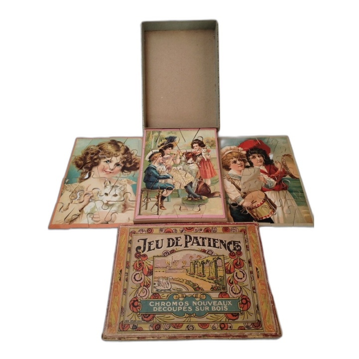 Jeu de Patience Ancien NK Atlas Paris - Chromos Découpés sur Bois - Pu