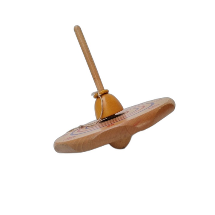 Grande Toupie en Bois avec Cible et Anneau - Jeu d'Adresse Façon Bilbo