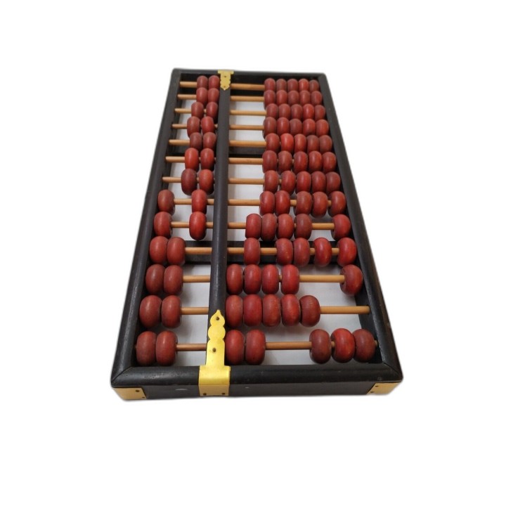 Boulier Chinois Ancien Lotus Flower Brand - 13 Tiges Bambou 91 Perles 