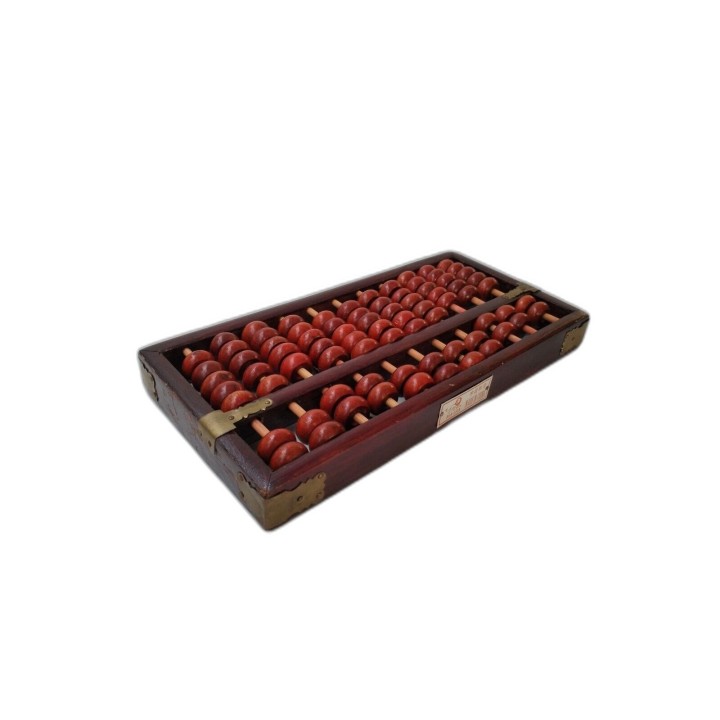 Boulier Chinois Ancien Abacus Red Lion Lotus Flower Brand - 13 Tiges 9