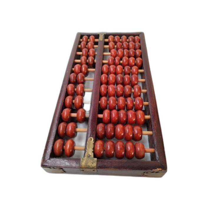 Boulier Chinois Ancien Abacus Red Lion Lotus Flower Brand - 13 Tiges 9