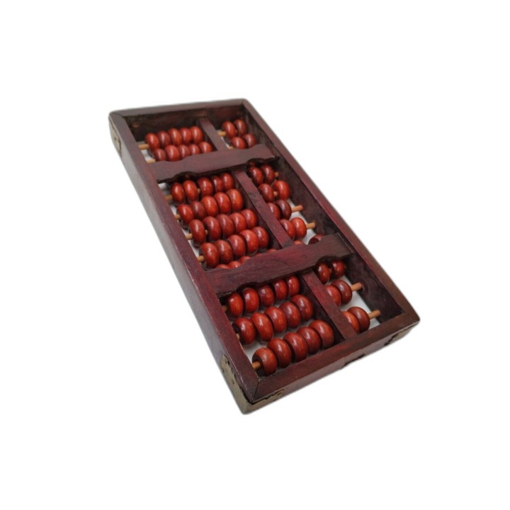 Boulier Chinois Ancien Abacus Red Lion Lotus Flower Brand - 13 Tiges 9