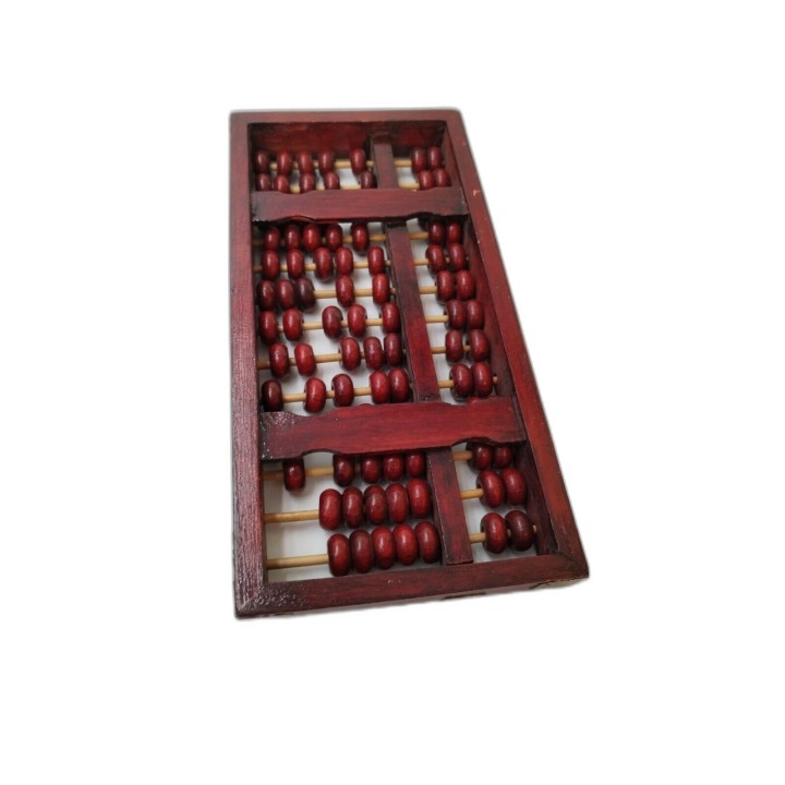 Boulier Chinois Ancien Abacus Red Lion Lotus Flower - 13 Tiges Bambou 