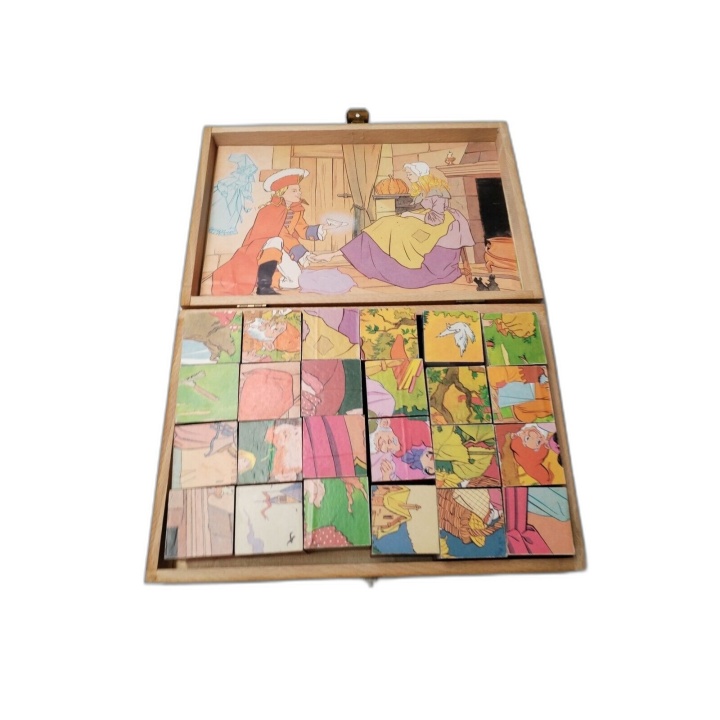 6 Contes Il Était Une Fois - Jeujura - 24 Cubes Bois Éveil Puzzle - 3