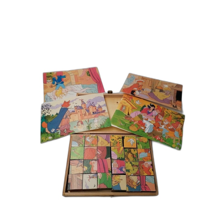 6 Contes Il Était Une Fois - Jeujura - 24 Cubes Bois Éveil Puzzle - 3