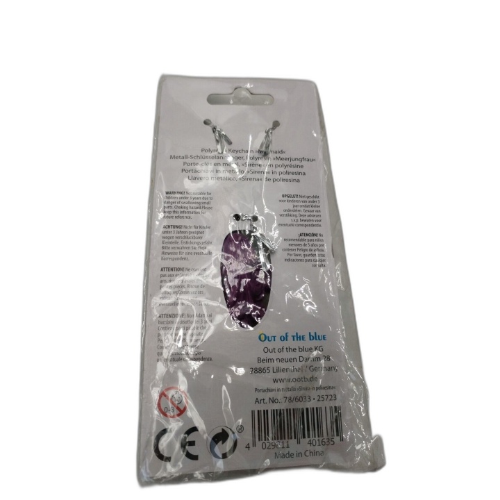 Porte-Clés Sirène Figurine Résine Cheveux Violets - Mermaid Keychain N