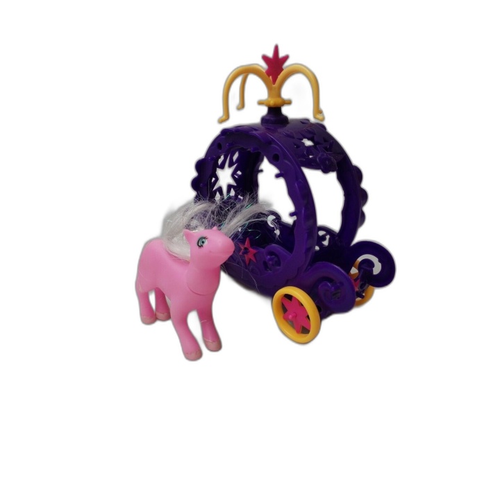 Carrosse Princesse Violet + Poney Rose Figurine Jouet Fille - Occasion