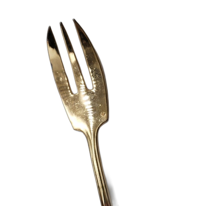 Lot 4 Fourchettes à Gâteau Dessert Métal Doré Plaqué Or - Style Vintag