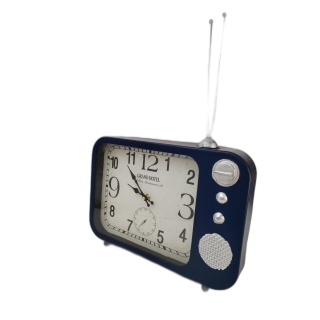 Horloge Rétro Grand Hotel Forme Télévision Vintage Bleue - Déco Indust