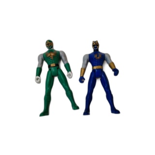Power Rangers Lot 2 Figurines Vert & Bleu - Bandai - 11 cm - Occasion